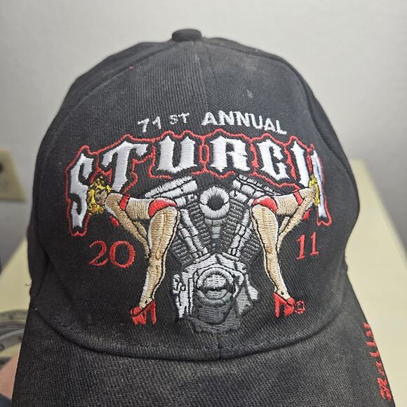 Men's Sturgis Baseball Cap 2011 Black Hills Rally Save A Pole Ride A Bike - Picture 6 of 10